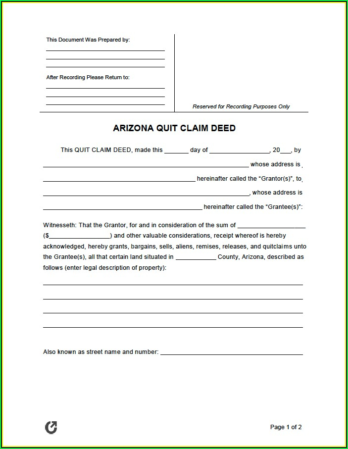 Quit Claim Deed Form Arizona Maricopa County Mekabdesigns Countyforms