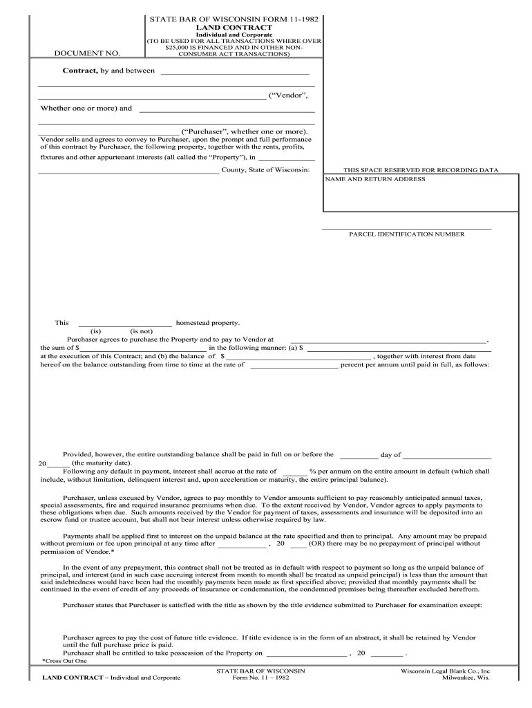 1982 WI State Bar Form 11 Fill Online Printable Fillable Blank 