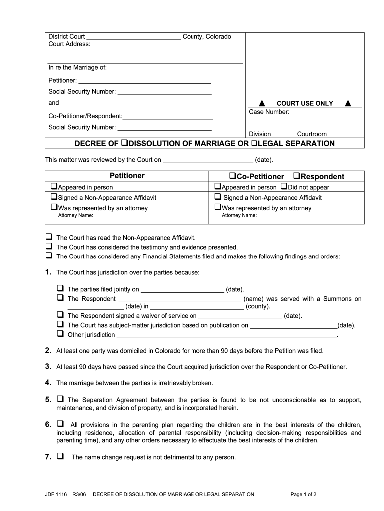 2006 Form CO JDF 1116 Fill Online Printable Fillable Blank PdfFiller