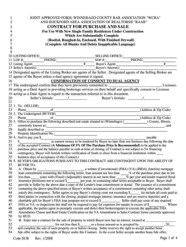 2008 2021 Form WI Contract For Purchase And Sale Fill Online Printable 