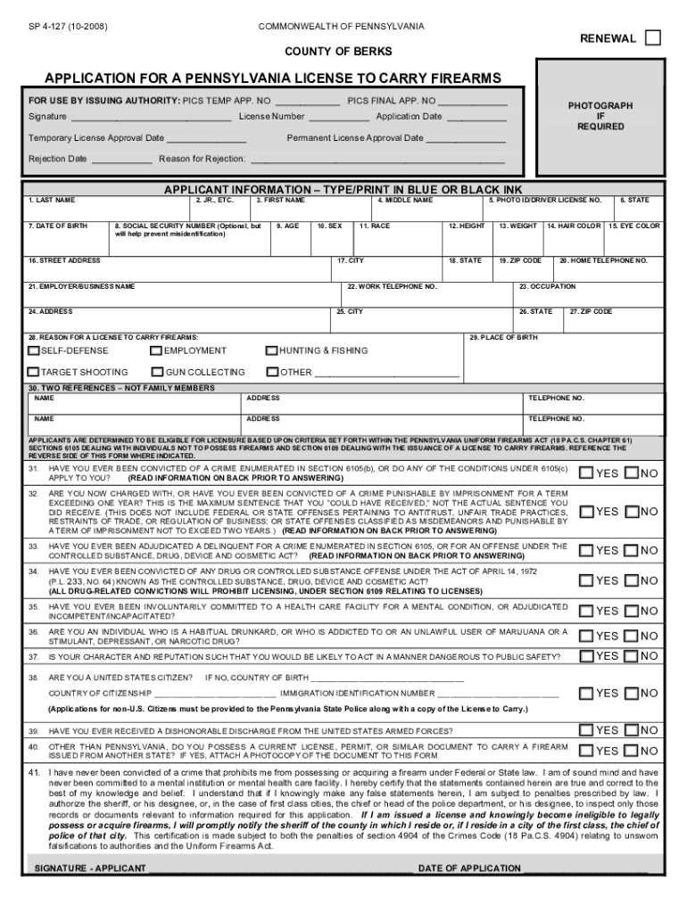 2008 Form PA SP 4 127 County Of Berks Fill Online Printable