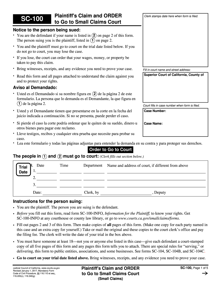 2017 2021 Form CA SC 100 Fill Online Printable Fillable Blank 