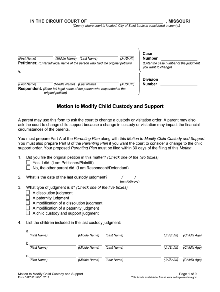 2019 2021 Form MO CAFC101 Fill Online Printable Fillable Blank 