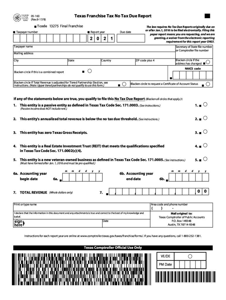 2021 Form TX Comptroller 05 163 Fill Online Printable Fillable Blank 