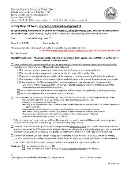 22 Guardianship Forms Texas Free To Edit Download Print CocoDoc