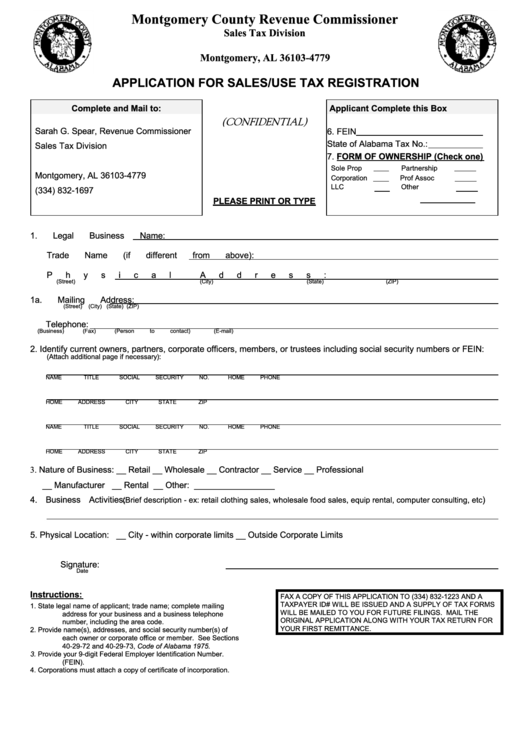 Application For Sales use Tax Registration Montgomery County Revenue