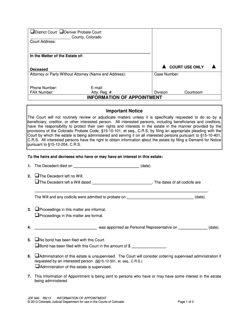 Colorado Jdf Fill Out And Sign Printable Pdf Template Signnow Countyforms Com
