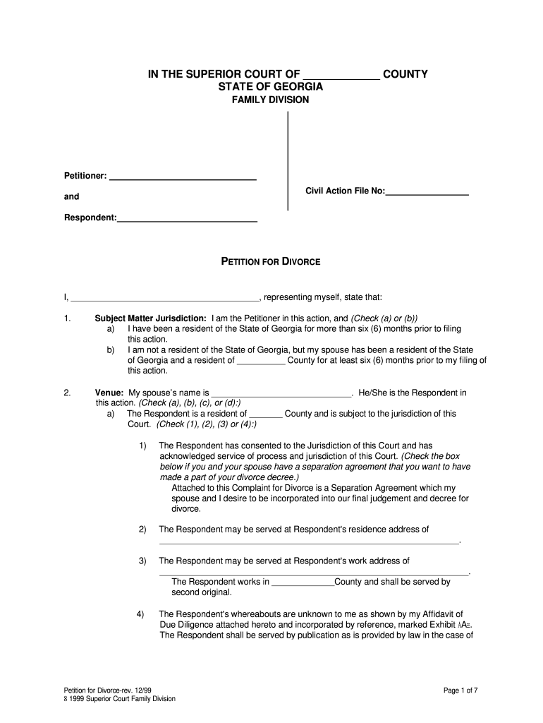 Divorce Papers Georgia Online Fillable Form Fill Out And Sign 