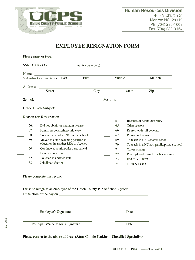 Employee Resignation Form Fill Out And Sign Printable PDF Template 