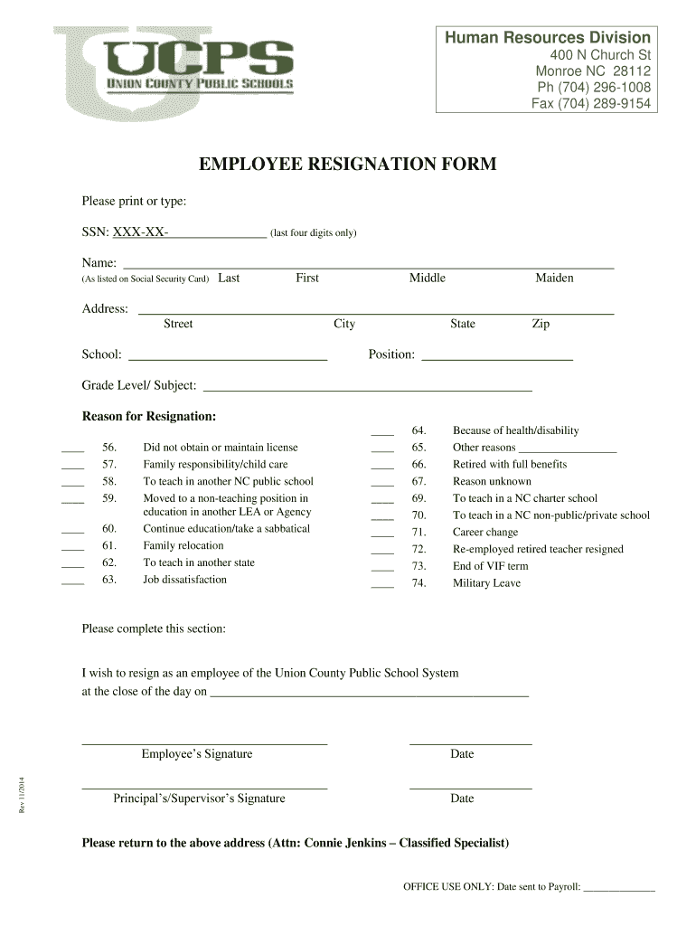 Employee Resignation Form Fill Out And Sign Printable PDF Template