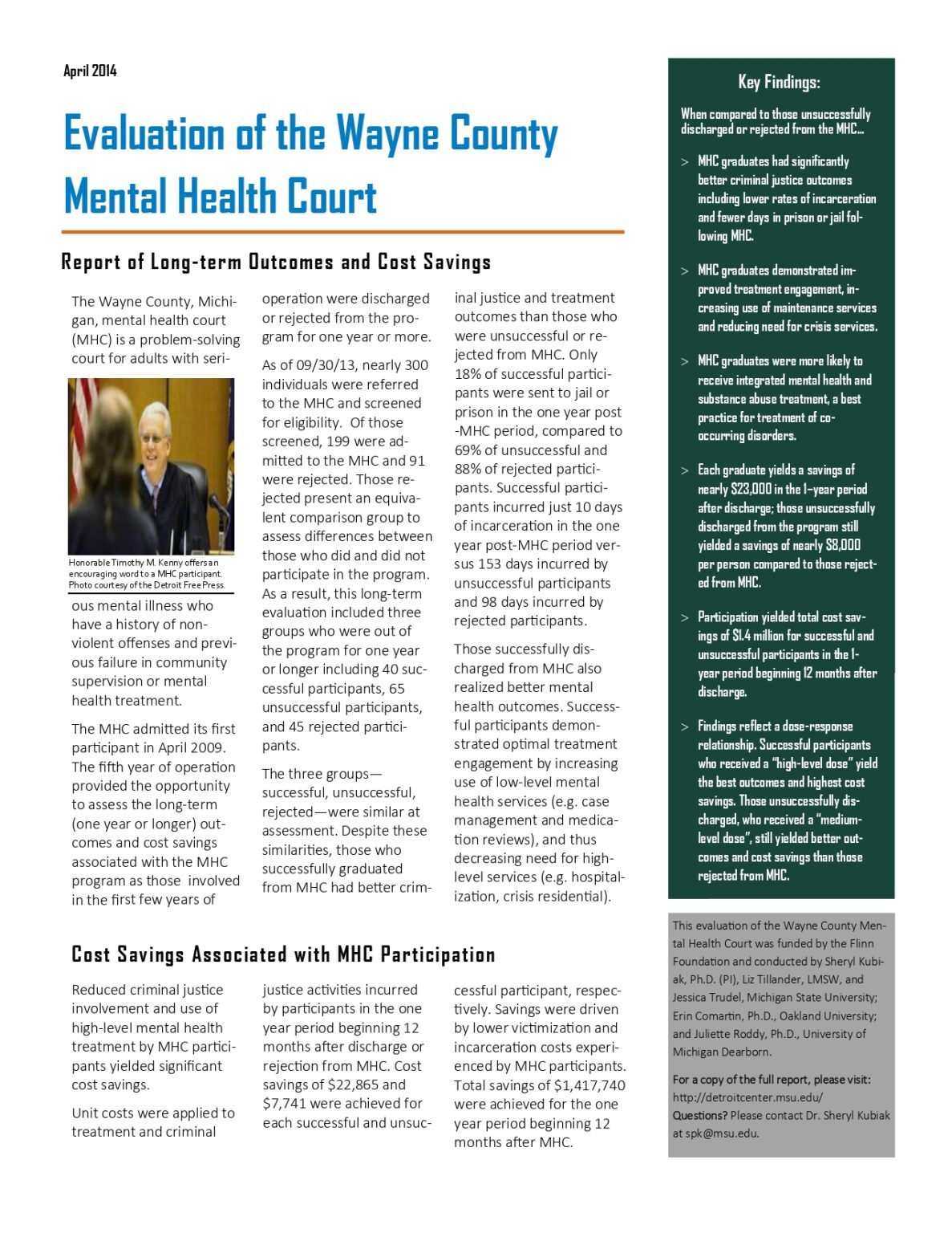 Evaluation of Wayne County Mental Health Court April 2014 page 0001 