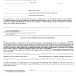 Fillable Affidavit Order Notice Of Garnishment Of Property Other