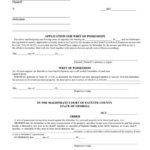 Fillable Application For Writ Of Possession Judgement Form