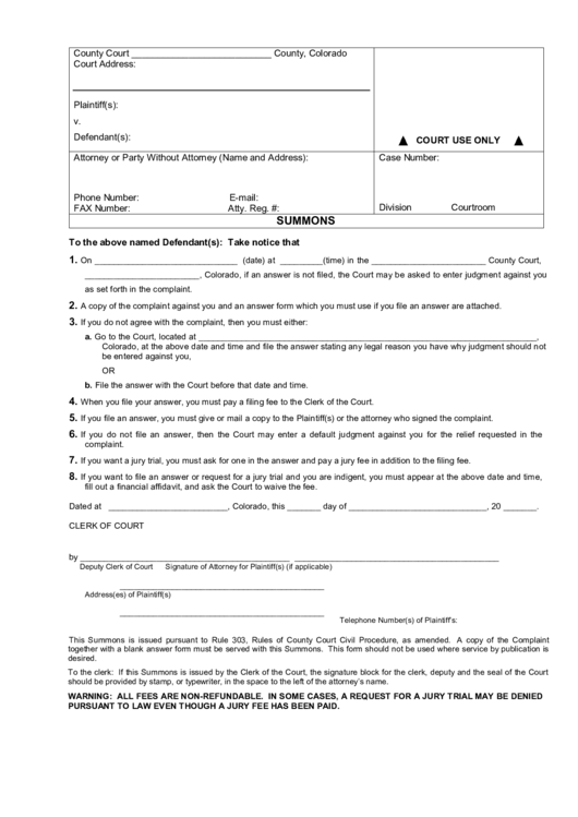 Fillable C r c p Form 1 Summons Printable Pdf Download