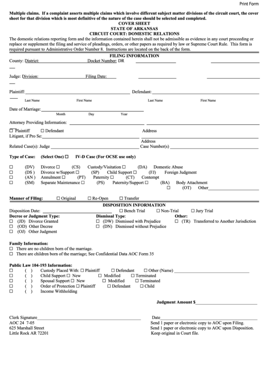Fillable Domestic Relations Benton County Arkansas Printable Pdf Download