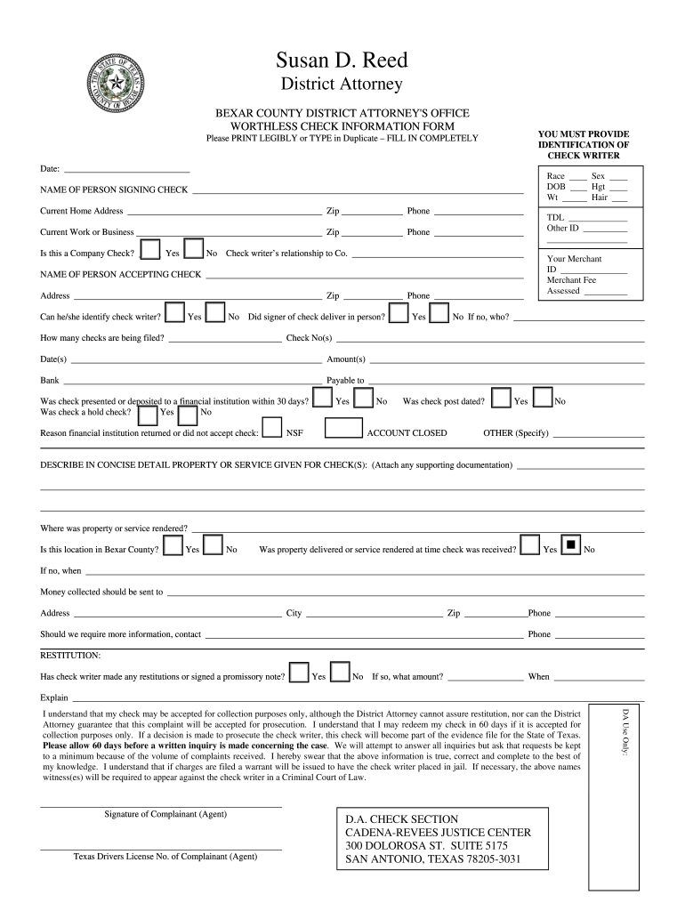 Fillable Online Bexar Download The Complaint Form In PDF Form Bexar