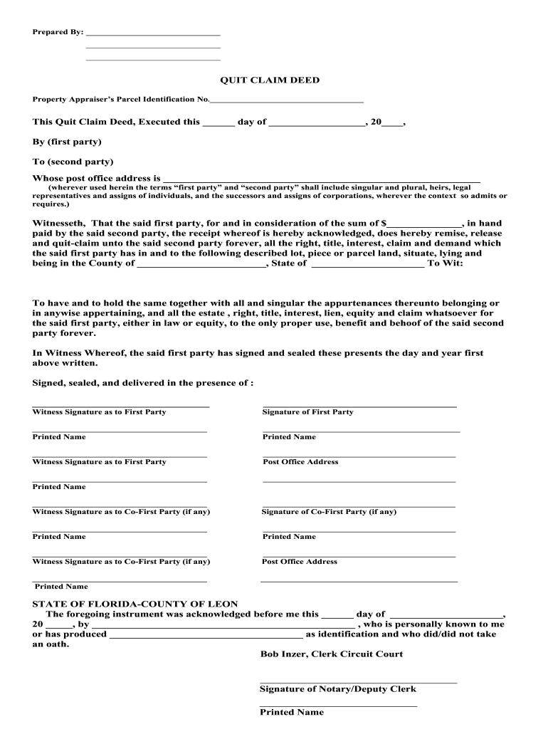 Fillable Quit Claim Deed Florida Fill Online Printable Fillable 