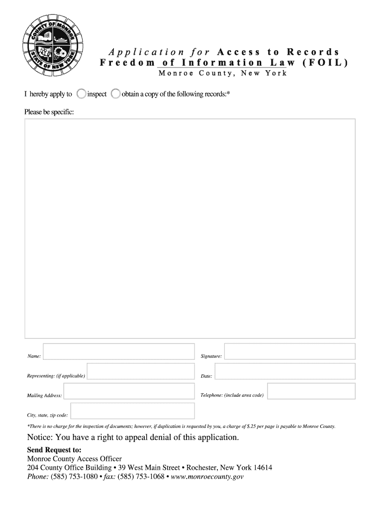 FOIL Request Form Monroe County Monroecounty Fill And Sign 