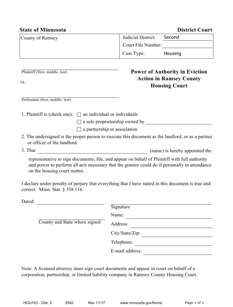 Form HOU103 DIST 2 Download Fillable PDF Or Fill Online Power Of 