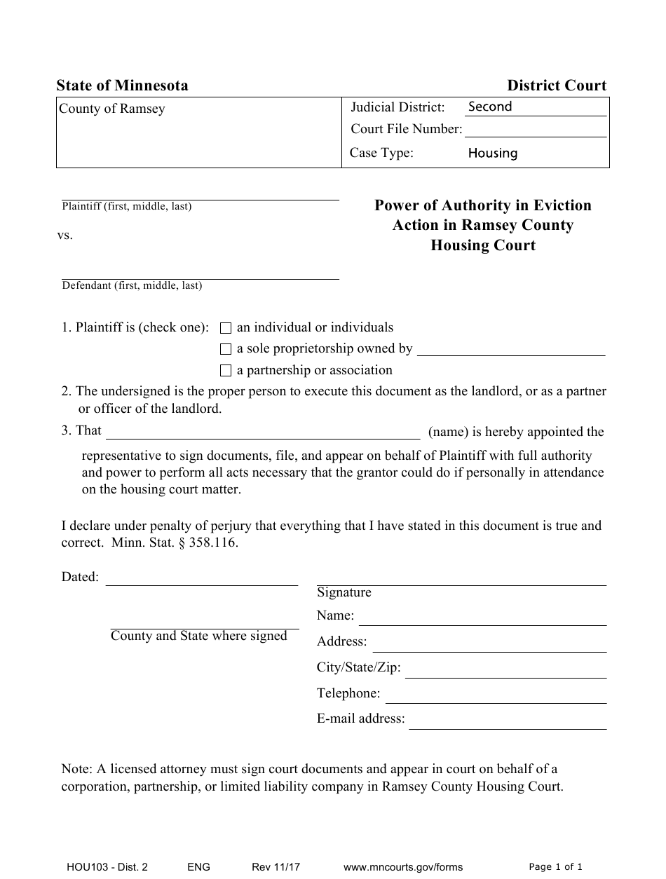 Form HOU103 DIST 2 Download Fillable PDF Or Fill Online Power Of