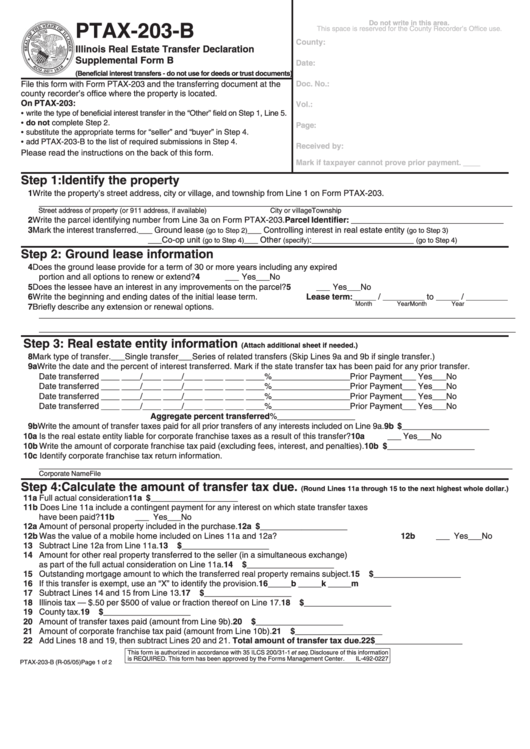 Form Ptax 203 B Illinois Real Estate Transfer Declaration 