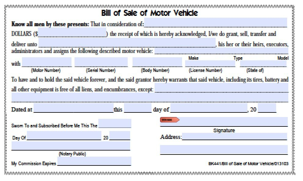 Free Hamilton County Tennessee Bill Of Sale BK441 Form PDF Word 