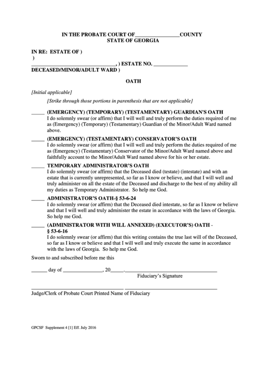 Georgia Probate Courts Printable Pdf Download