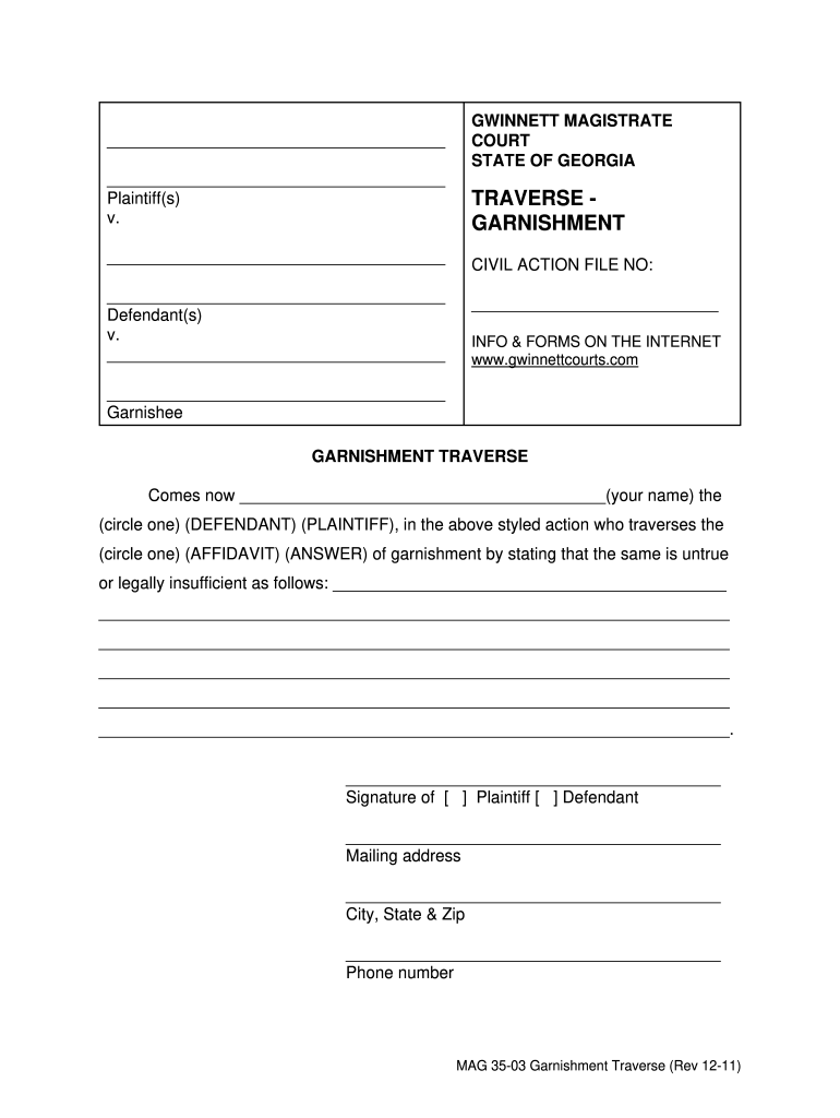 Gwinnett County Magistrate Court File A Traverse Online Form Fill Out 