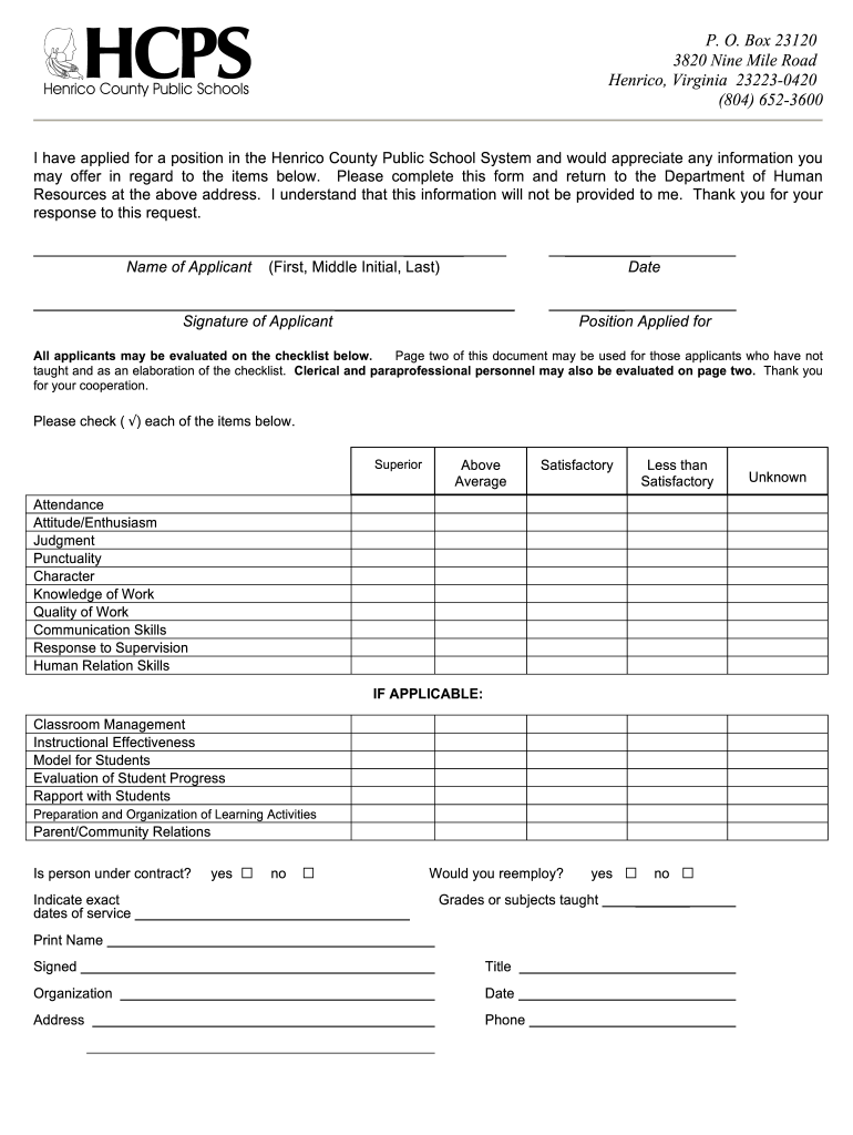 Henrico County Application Form Fill Online Printable Fillable