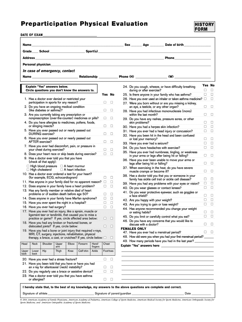 Ihsa School Sports Physical Form Fill Online Printable Fillable 