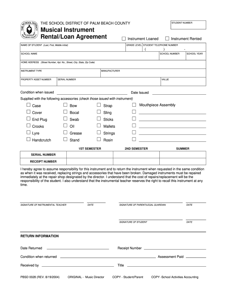 Instrument Loan Agreement Fill Online Printable Fillable Blank 