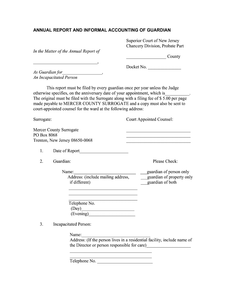 Nj Guardian Report For Surrogate Fill Out And Sign Printable PDF 