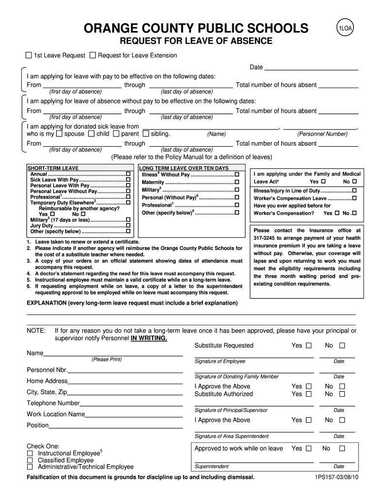 Ocps Absence Form Fill Online Printable Fillable Blank Pdffiller 