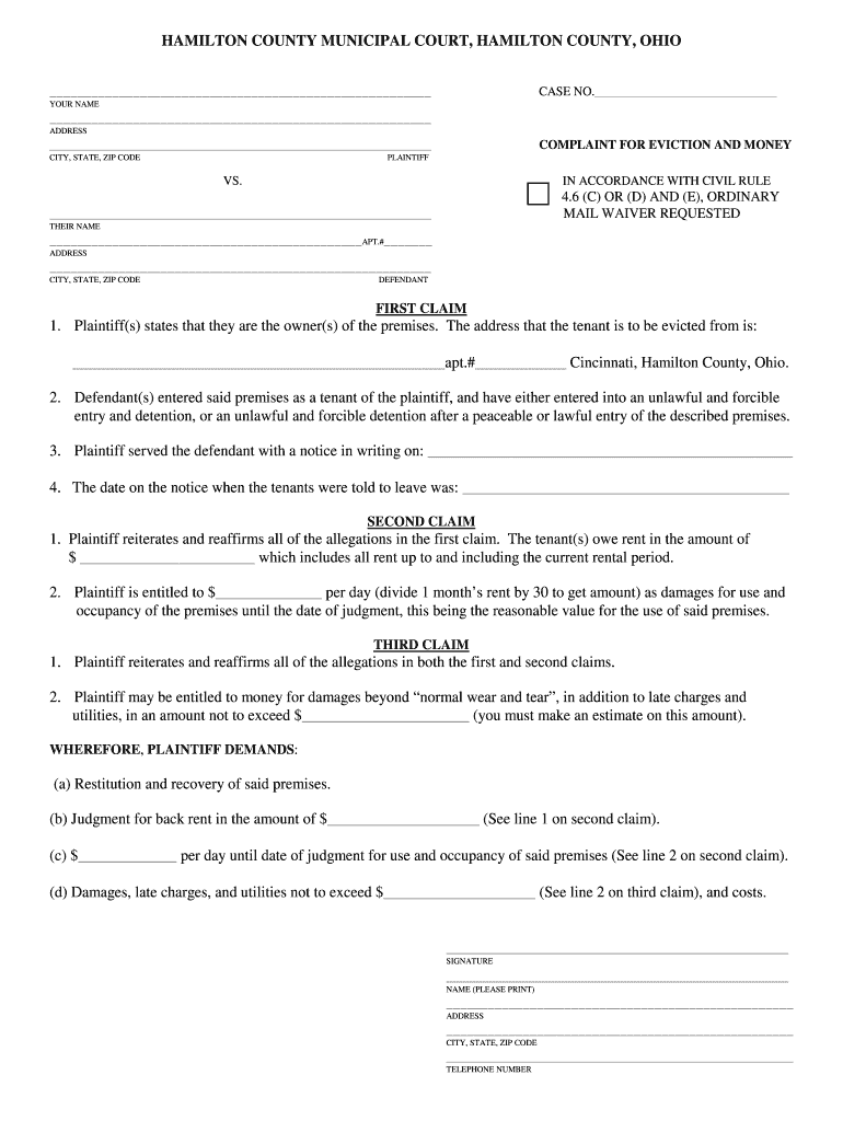 Ohio Eviction Notice Fill Online Printable Fillable Blank PdfFiller