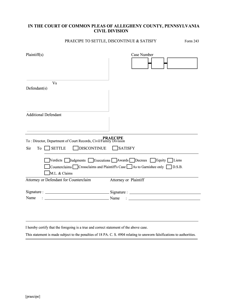 PA Form 243 Complete Legal Document Online US Legal Forms