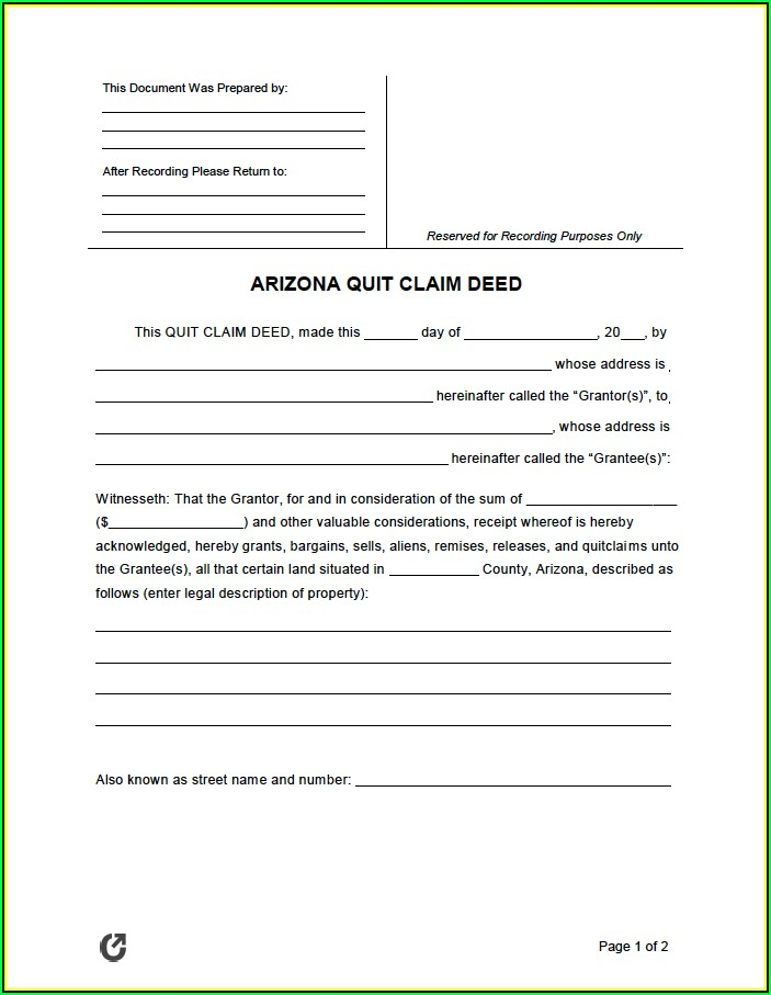 Quit Claim Deed Form Arizona Maricopa County Mekabdesigns