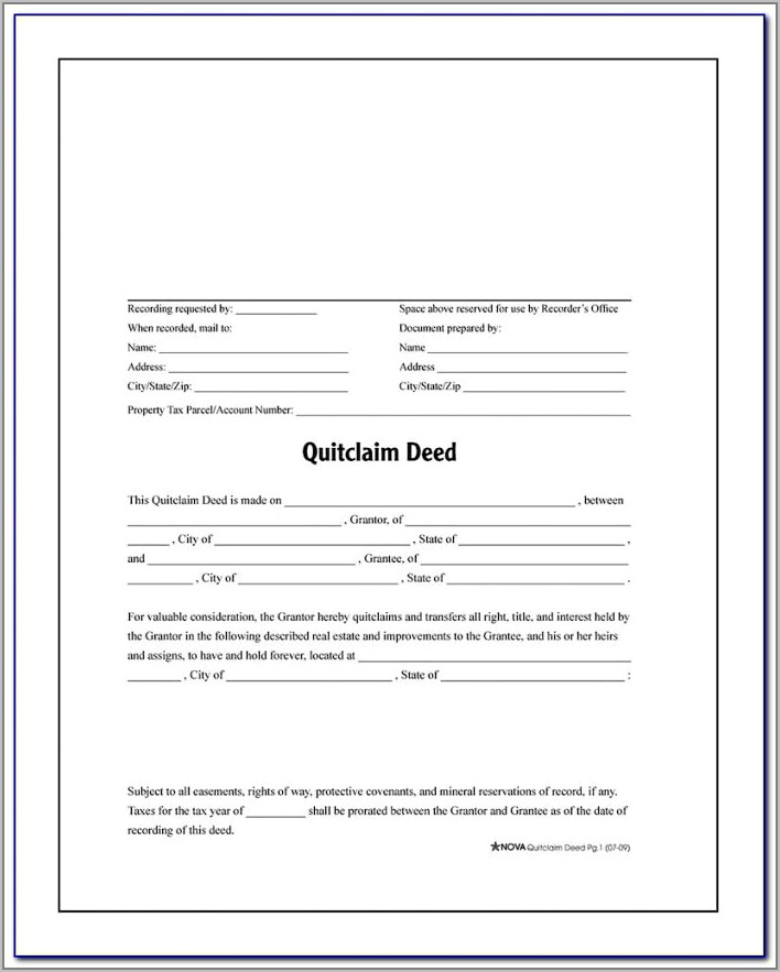 Quit Claim Deed Form Florida Seminole County