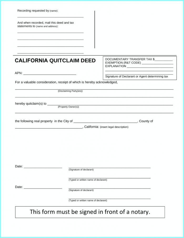Quit Claim Deed Form San Diego California Universal Network