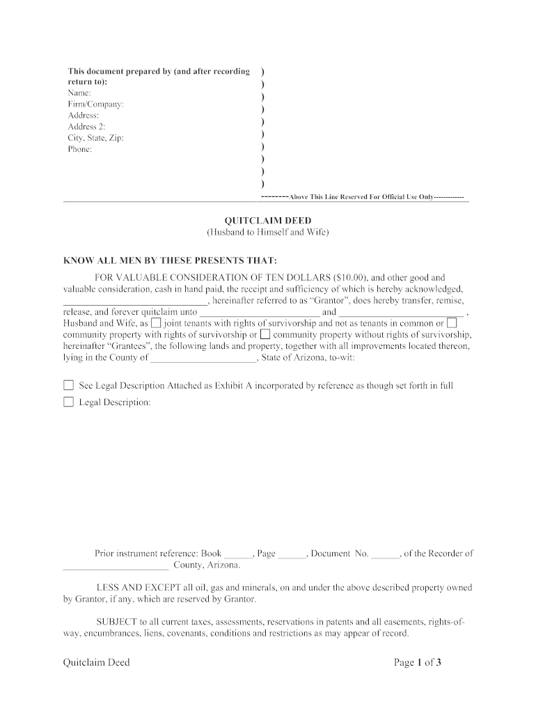 Quitclaim Deed Arizona Fill Out And Sign Printable PDF Template SignNow