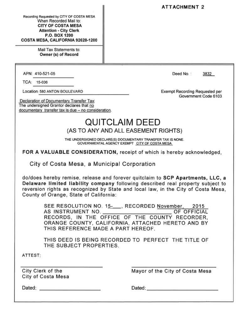 Quitclaim Deed Format California Free Download