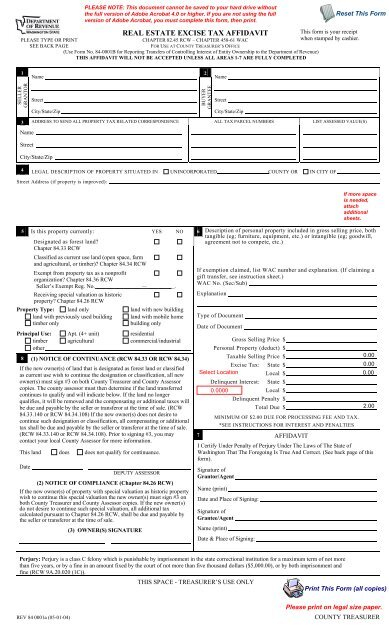 REAL ESTATE EXCISE TAX AFFIDAVIT Kitsap County Government