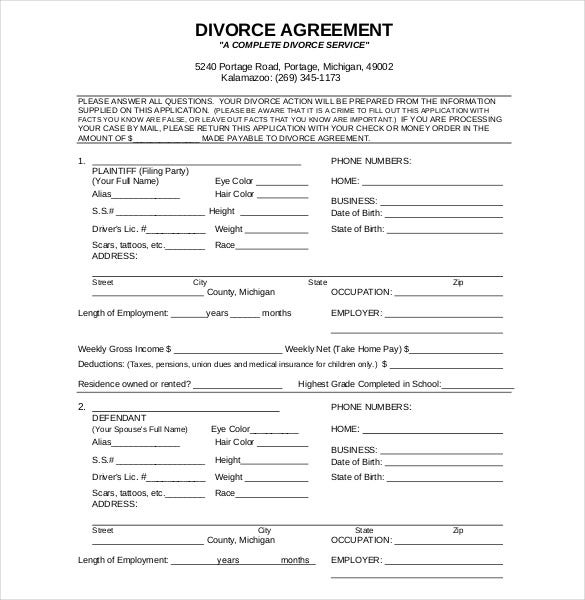 Registration Of Divorce Proceeding Form Joint Application