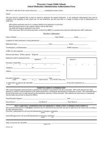 School Medication Administration Authorization Form 2004 Printable Pdf ...