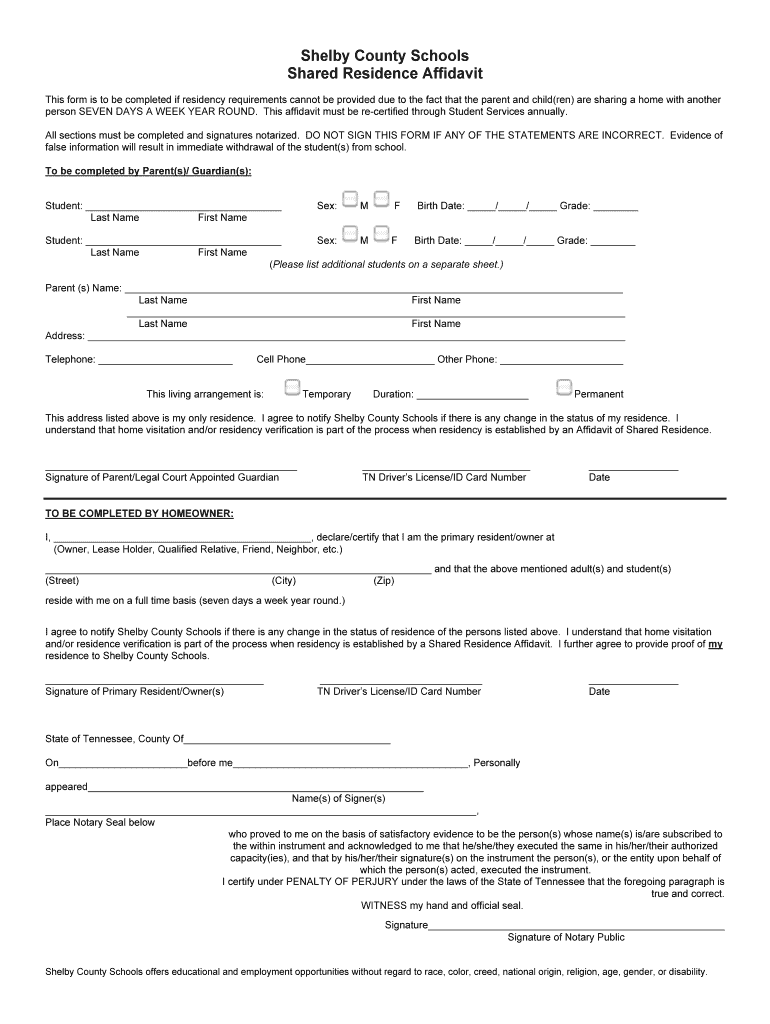 Shelby County Affidavit Form Fill Online Printable Fillable Blank 