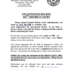 Uncontested Docket 425 District Court Williamson County Printable Pdf