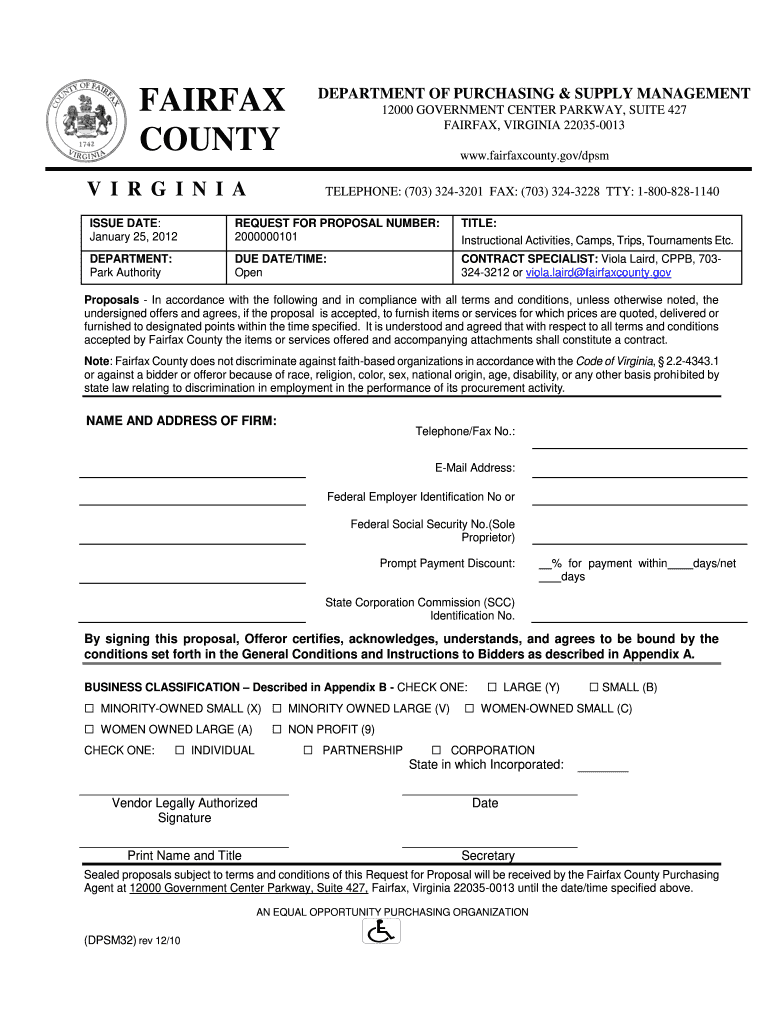 VA DPSM DPSM32 Fairfax County 2010 Fill Out Tax Template Online