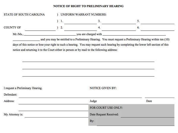 What Is A Preliminary Hearing In SC Futeral Nelson