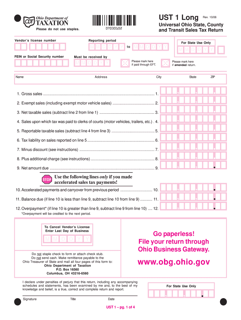 2006 2021 Form OH ODT UST 1 Long Fill Online Printable Fillable 