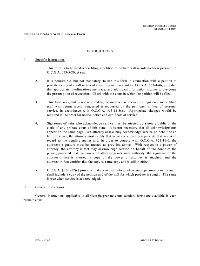 2007 Form GA GPCSF 5 Fill Online Printable Fillable Blank PdfFiller