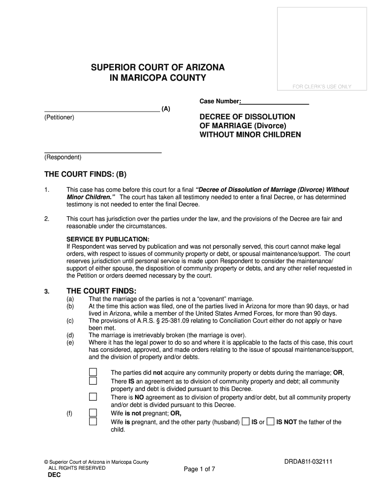 2011 Form AZ DRDA81f Fill Online Printable Fillable Blank PdfFiller